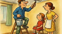 Banc: Alinuța îl urmărea pe tata vopsind tavanul