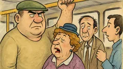 Banc: Într-un autobuz aglomerat...