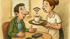 Banc: Dimineața, la o cafenea, clientul cere