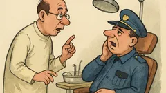 Banc: Un polițist la stomatolog, cu durere