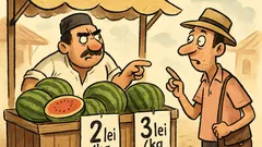 Banc: La piață, la taraba cu pepeni...