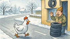 Banc: De ce a traversat găina iarna?