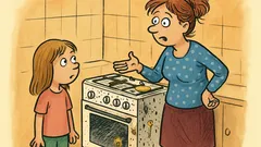 Banc: Mamă, de ce e aragazul așa murdar?