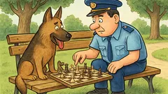 Banc: În parc, un polițist și câinele...