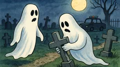 Banc: Într-o seară ies două fantome la plimbare