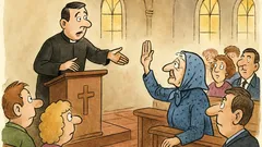 Banc: La biserică, preotul întreabă enoriașii...