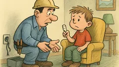 Banc: Un electrician își vede băiețelul bandajat