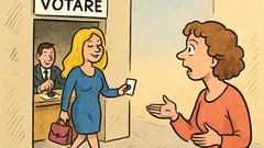 Banc: O blondă iese de la votare nedumerită