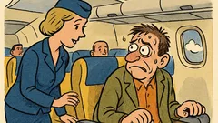 Banc: Stewardesa întreabă pasagerul neliniștit…