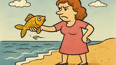 Banc: O tipă prinde peștișorul de aur