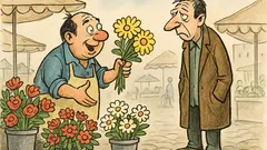 Banc: La piață, vânzătorul zice: «Domnule…»