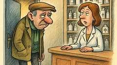 Banc: Un pensionar intră într-o farmacie stresat