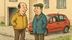 Banc: Doi vecini de bloc stau de vorbă