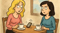 Banc: O blondă și o brunetă la cafea