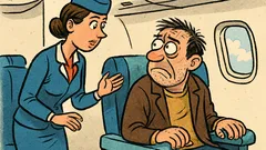 Banc: stewardesa întreabă pasagerul speriat în avion