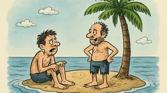 Banc: Doi naufragiați ajung pe o insulă pustie