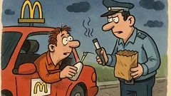 Banc: Bulă iese de la McDrive…