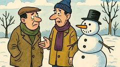 Banc: Doi prieteni stau de vorbă iarna