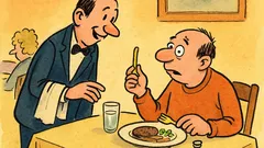 Banc: La restaurant, chelnerul întreabă timid clientul