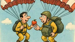 Banc: Zboară doi parașutiști, unul întreabă calm