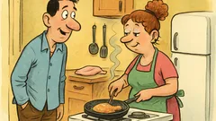 Banc: Soțul intră în bucătărie și întreabă...