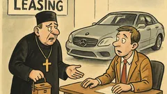 Banc: Intră un popă la leasing cu Mercedesul