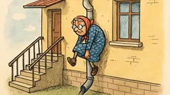 Banc: O bătrânică cade pe scări…