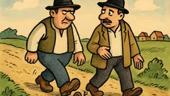 Banc: Doi ardeleni merg încet pe drum...