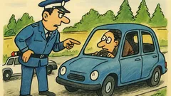 Banc: Un polițist oprește o mașină