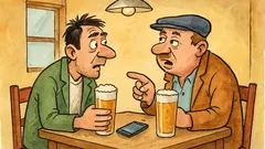 Banc: Ion și Vasile la crâșmă, beau