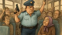 Banc: Un polițist într-un autobuz aglomerat