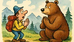 Banc: Un turist merge pe munte și întâlnește