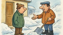 Banc: Bulă cere zăpada de la vecin