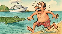 Banc: Vasul de croazieră ancorează lângă o insulă