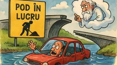 Banc: Un tip cade cu mașina-n râu