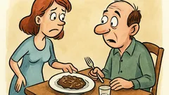 Banc: Soția tânără îi spune soțului la cină