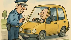 Banc: Polițistul oprește o mașină pe drum