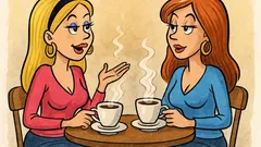 Banc: Două pițipoance stau la o cafea...