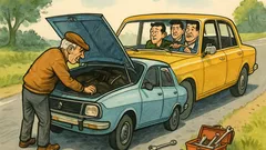 Banc: La marginea drumului, un bătrân cu Dacia