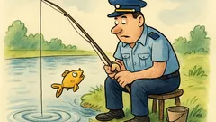 Banc: Un polițist la pescuit prinde peștișorul de aur