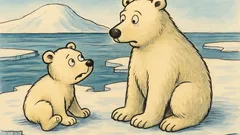 Banc: Un ursuleț polar stă cu mama