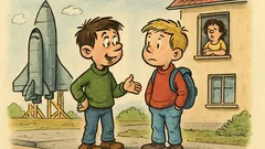 Banc: Doi copii stau de vorbă despre tați