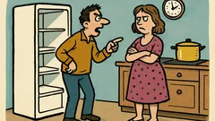 Banc: Ceartă în cuplu, frigiderul e gol...