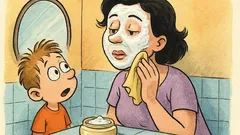 Banc: Un copil întreabă de crema mamei